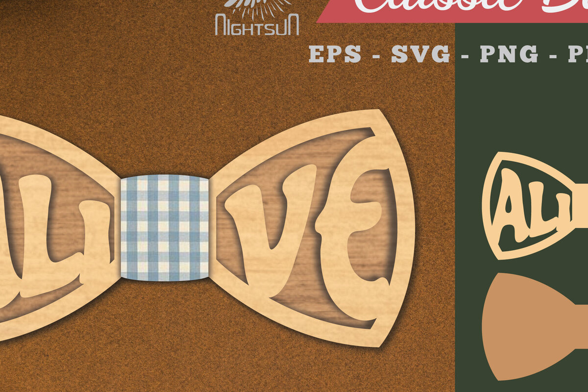 Σετ των 2 Intra απο ξύλο plywood 3mm-4mm πάχος Alive Bowtie Δίασταση 15x15 cm INTRAFABR-112130145