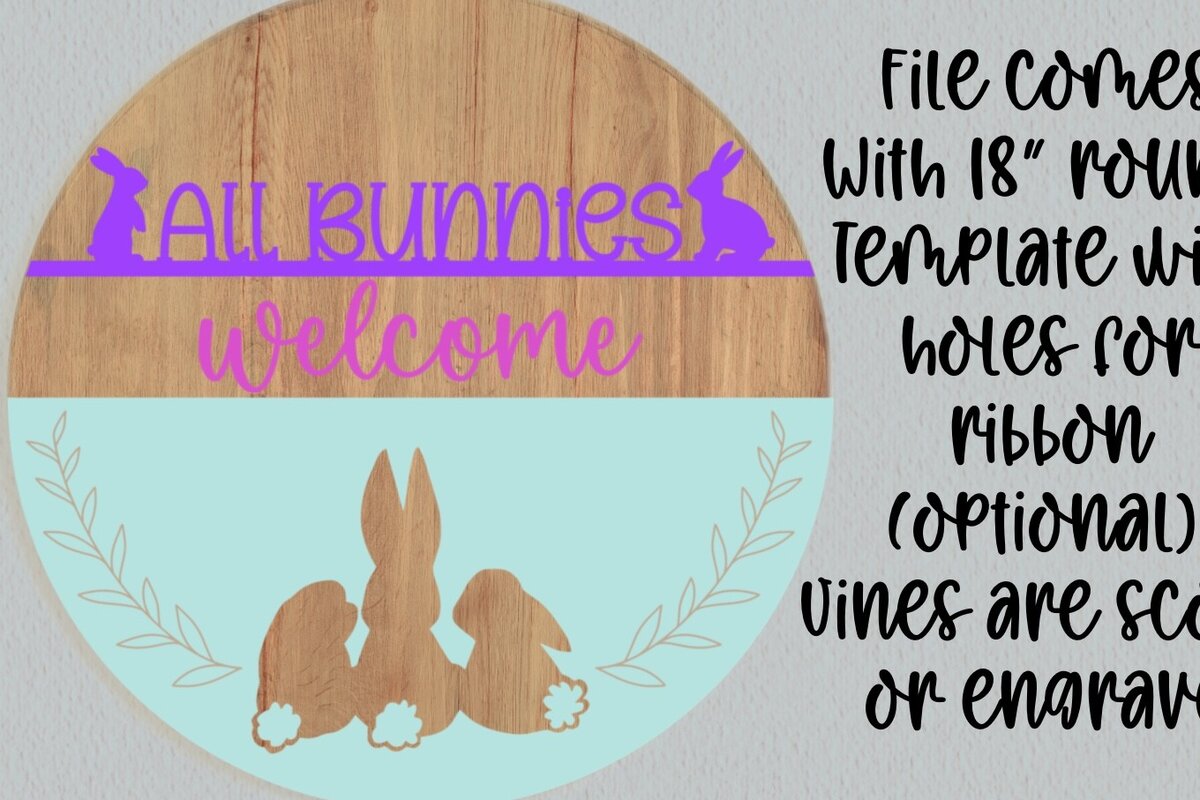 Intra απο ξύλο plywood 3mm-4mm πάχος All Bunnies Welcome Door Round  Δίασταση 30x20 cm INTRAFABR-28070606