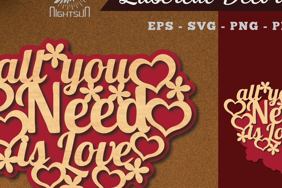 Σετ των 2 Intra απο ξύλο plywood 3mm-4mm πάχος Το μόνο που χρειάζεστε είναι Love Δίασταση 15x15 cm INTRAFABR-114020818