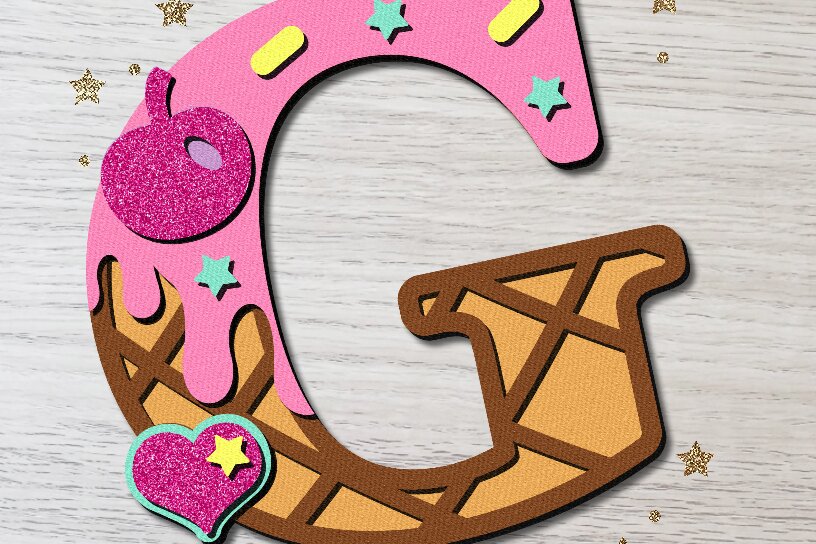 Intra απο ξύλο plywood 3mm-4mm πάχος Παγωτό Alphabet 3D Δίασταση 30x20 cm INTRAFABR-80637427