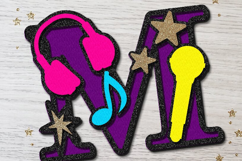 Intra απο ξύλο plywood 3mm-4mm πάχος Μιούζικαλ Alphabet 3D Δίασταση 30x20 cm INTRAFABR-80069325