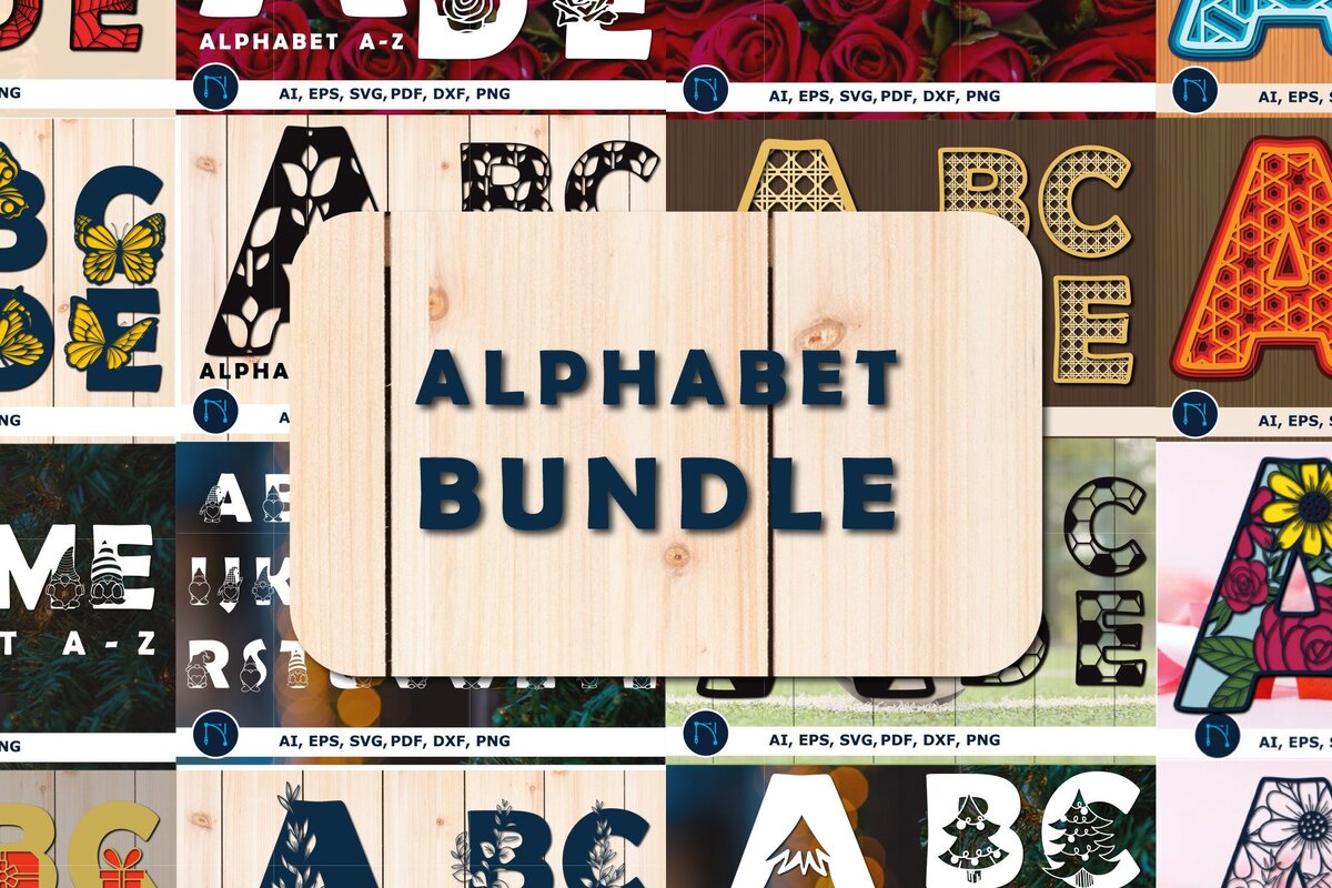 Intra απο ξύλο plywood 3mm-4mm πάχος Alphabet a-Z /Paper Cut MEGA Δίασταση 15x15 cm INTRAFABR-38254512