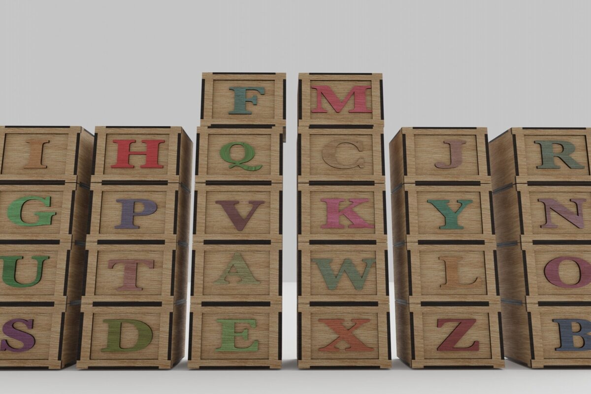 Σετ των 2 Intra απο ξύλο plywood 3mm-4mm πάχος Παζλ Alphabet Blocks για παιδιά Δίασταση 15x15 cm INTRAFABR-113816952