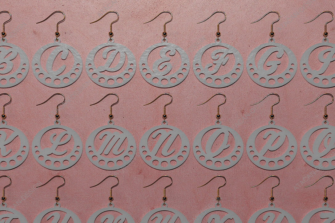 Σετ των 3 Intra απο ξύλο plywood 3mm-4mm πάχος Σκουλαρίκια Alphabet από α έως Ω Σκουλαρίκι Δίασταση 3x3 cm INTRAFABR-70222662