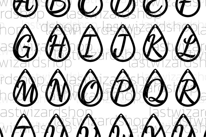 Σετ των 3 Intra απο ξύλο plywood 3mm-4mm πάχος Alphabet Earrings , Font Earrings Δίασταση 3x3 cm INTRAFABR-25318559