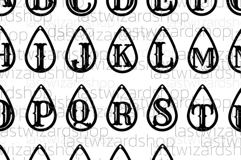 Σετ των 3 Intra απο ξύλο plywood 3mm-4mm πάχος Alphabet Earrings , Font Earrings Δίασταση 3x3 cm INTRAFABR-25318002