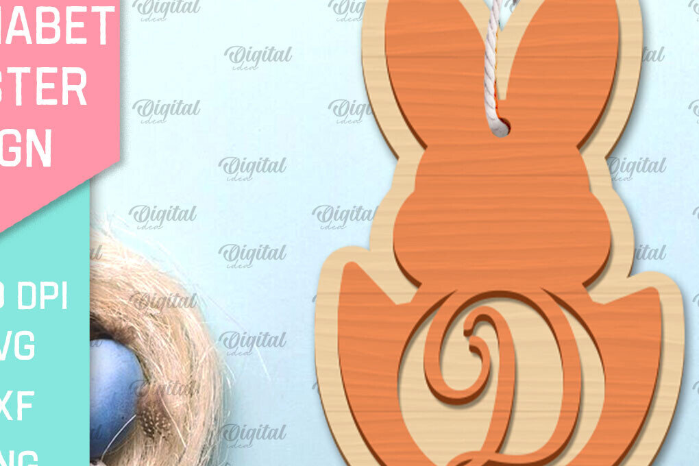 Σετ των 2 Intra απο ξύλο plywood 3mm-4mm πάχος αλφάβητο Πασχαλινό σημάδι. Γράμμα Δ Δίασταση 15x15 cm INTRAFABR-91051487