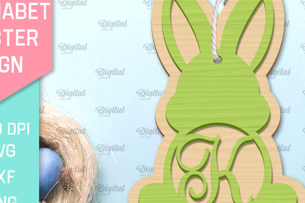 Σετ των 2 Intra απο ξύλο plywood 3mm-4mm πάχος αλφάβητο Πασχαλινό σημάδι. Επιστολή Κ Δίασταση 15x15 cm INTRAFABR-91053161