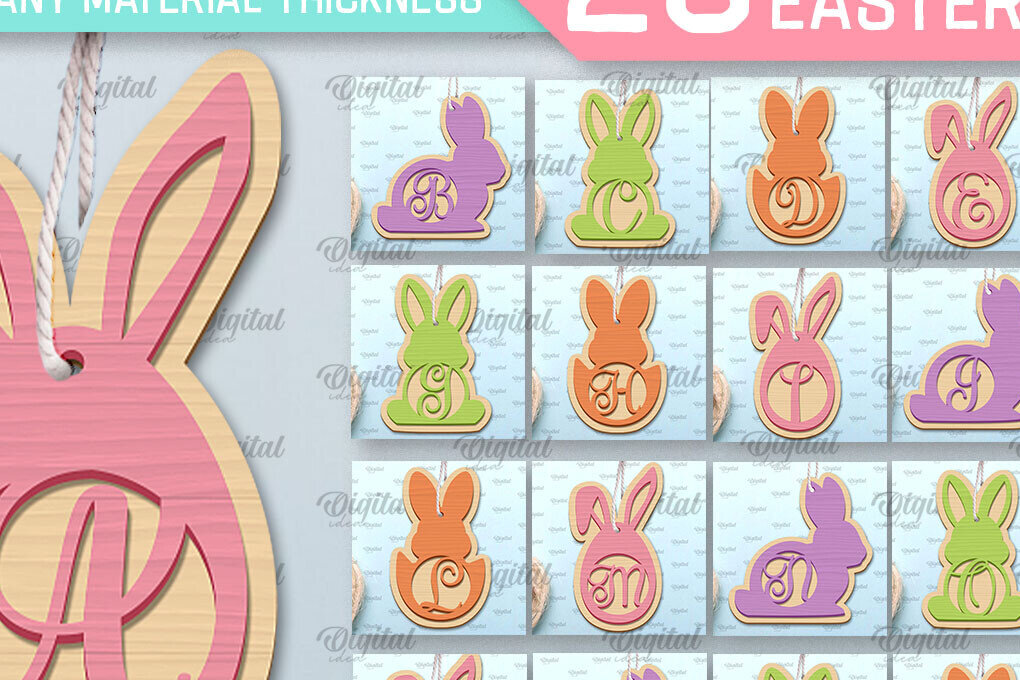 Σετ των 2 Intra απο ξύλο plywood 3mm-4mm πάχος Πασχαλινών πινακίδων αλφάβητου Δίασταση 15x15 cm INTRAFABR-91070582