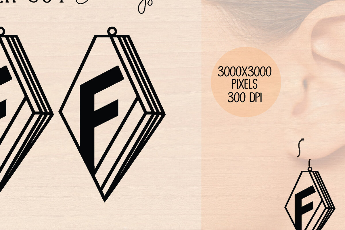 Intra απο ξύλο plywood 3mm-4mm πάχος Alphabet F Ξύλινο σκουλαρίκι με λέιζερ Δίασταση 3000x3000 cm INTRAFABR-121778584