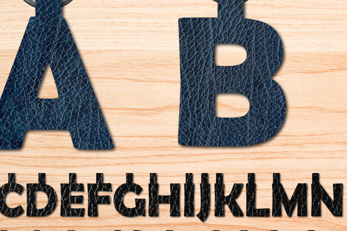 Σετ των 2 Intra απο ξύλο plywood 3mm-4mm πάχος κλειδιού Alphabet Faux Leather Δίασταση 15x15 cm INTRAFABR-30269146