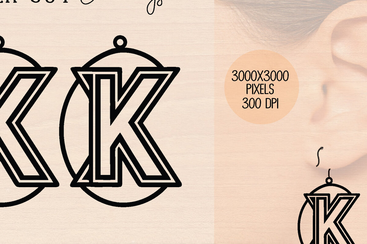 Intra απο ξύλο plywood 3mm-4mm πάχος Ξύλινο σκουλαρίκι Alphabet K Δίασταση 3000x3000 cm INTRAFABR-121778468