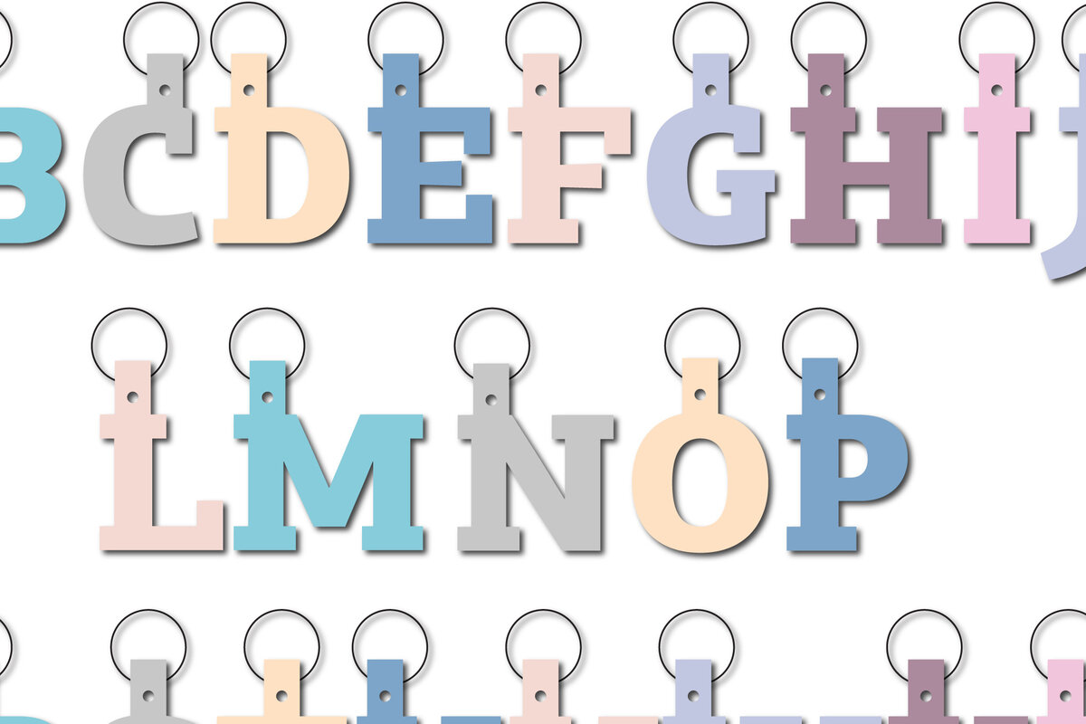 Σετ των 3 Intra απο ξύλο plywood 3mm-4mm πάχος Μπρελόκ Alphabet , Μπρελόκ Δίασταση 6x6 cm INTRAFABR-17505093