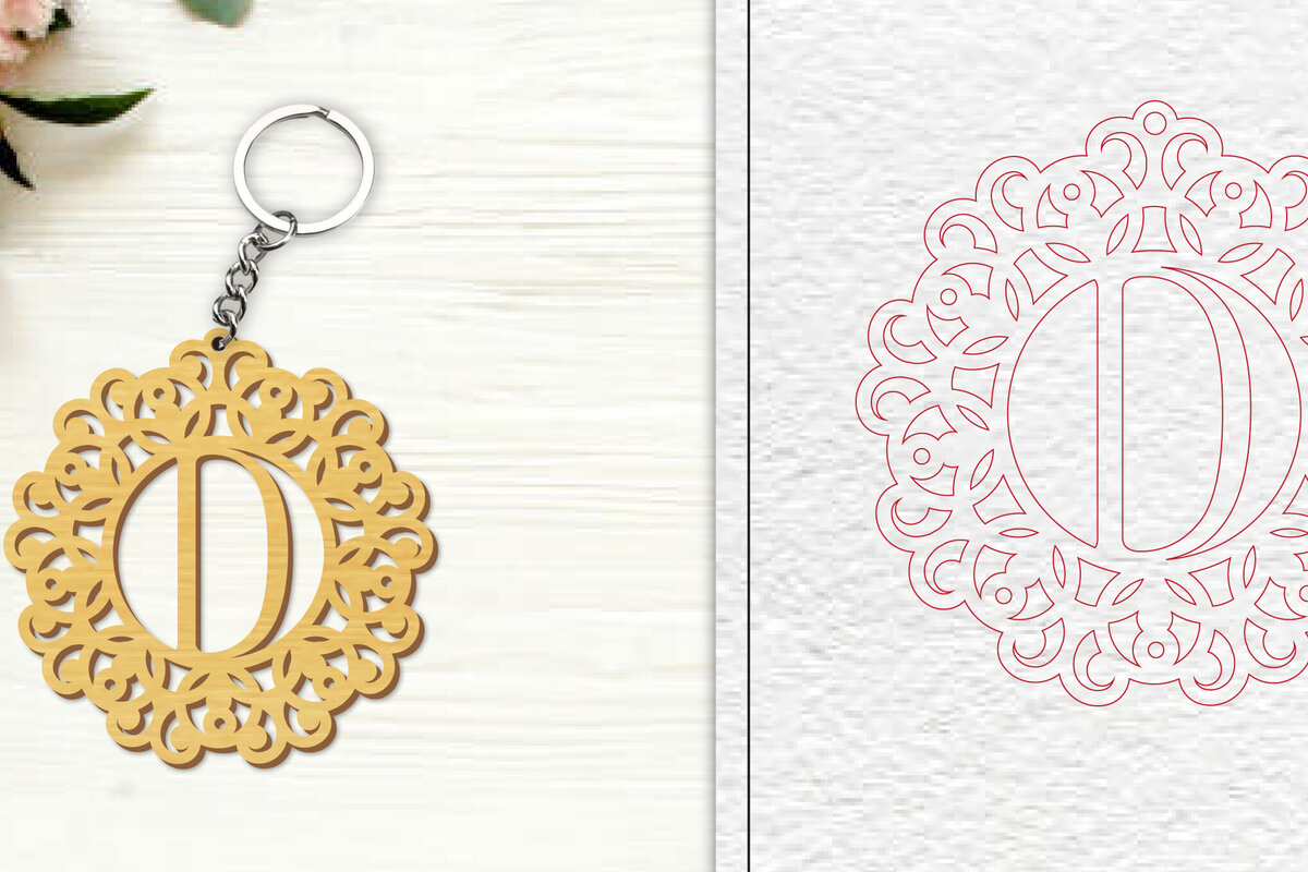 Σετ των 3 Intra απο ξύλο plywood 3mm-4mm πάχος Αλφάβητο Μπρελόκ με λέιζερ γράμμα D Δίασταση 6x6 cm INTRAFABR-100302869