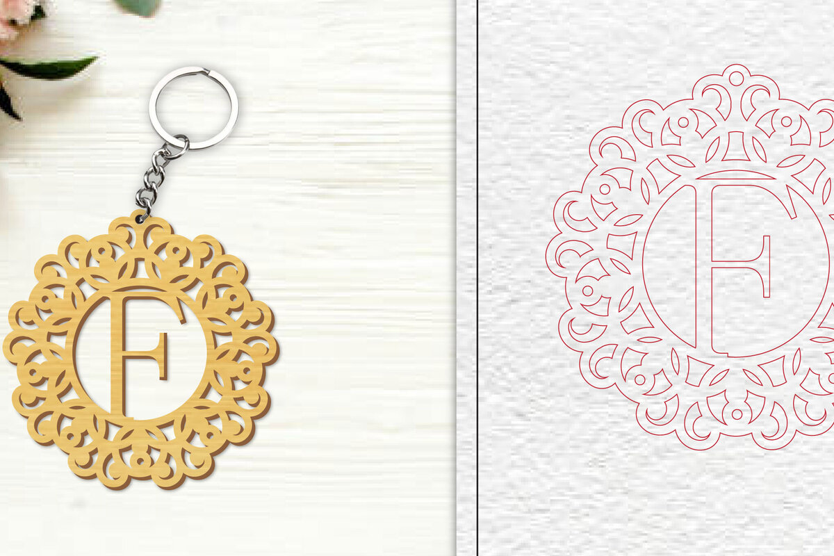 Σετ των 3 Intra απο ξύλο plywood 3mm-4mm πάχος Αλφάβητο Μπρελόκ με λέιζερ γράμμα F Δίασταση 6x6 cm INTRAFABR-100303000