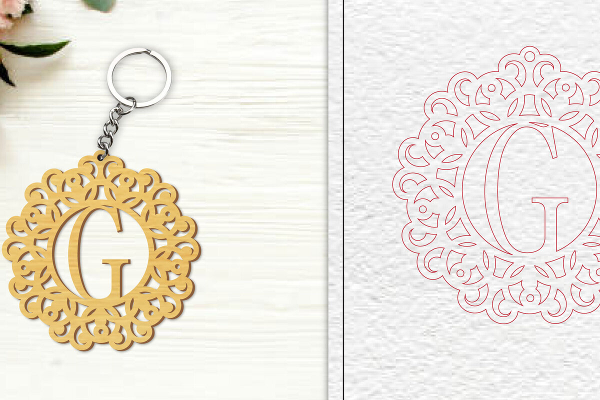 Σετ των 3 Intra απο ξύλο plywood 3mm-4mm πάχος Alphabet Keychain  Letter G Δίασταση 6x6 cm INTRAFABR-100303047