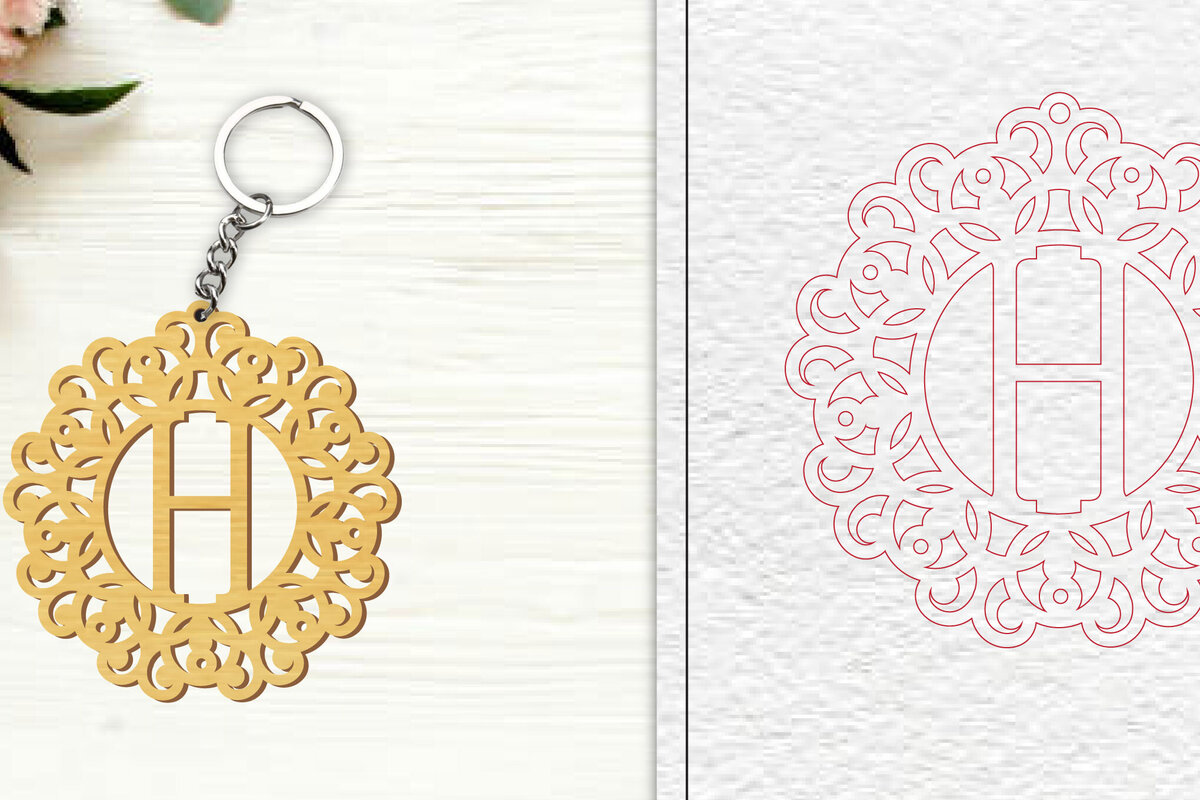 Σετ των 3 Intra απο ξύλο plywood 3mm-4mm πάχος Αλφάβητο Μπρελόκ με λέιζερ γράμμα H Δίασταση 6x6 cm INTRAFABR-100303106