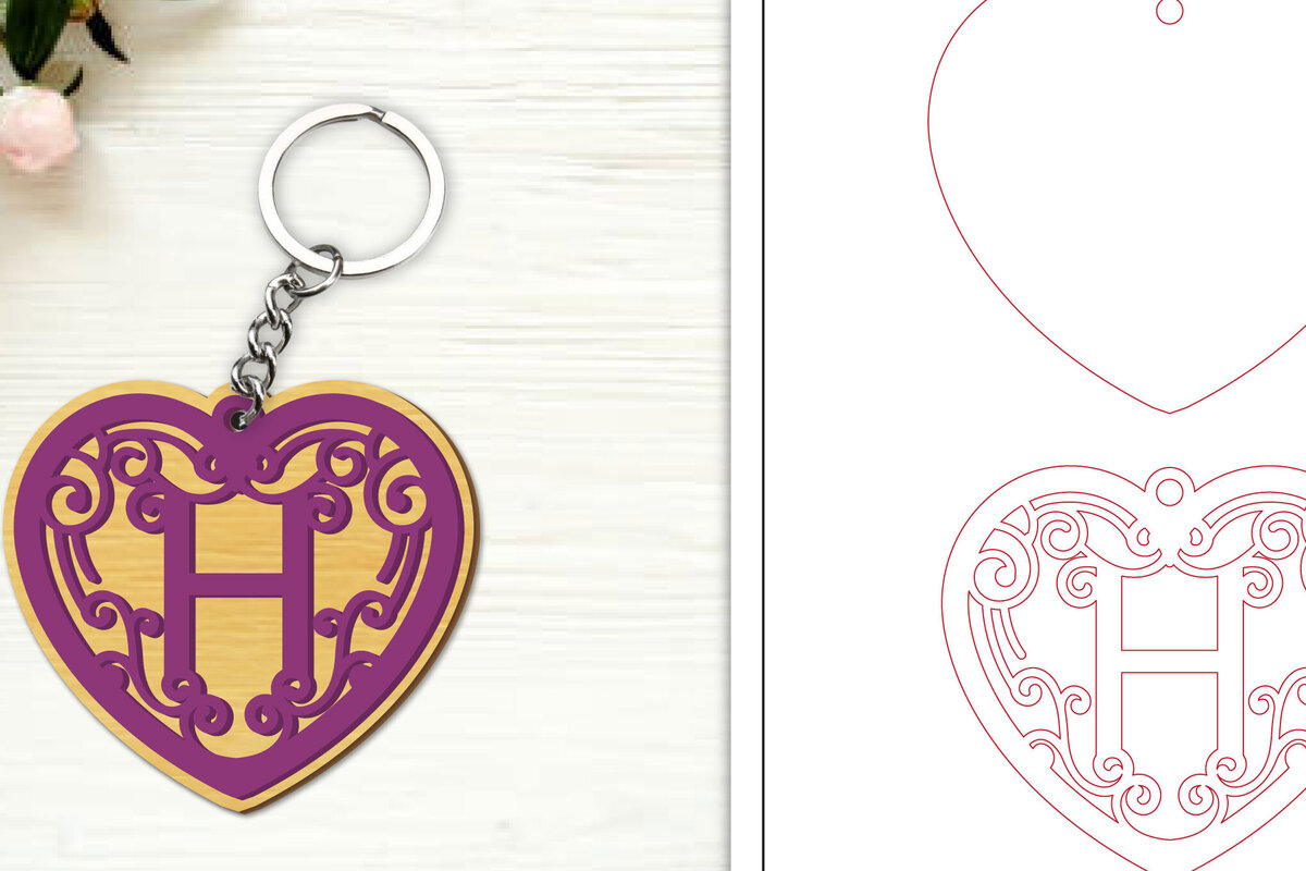 Σετ των 3 Intra απο ξύλο plywood 3mm-4mm πάχος Αλφάβητο Μπρελόκ με λέιζερ γράμμα H Δίασταση 6x6 cm INTRAFABR-99755250