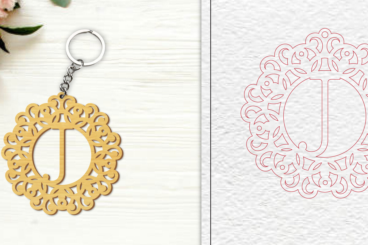 Σετ των 3 Intra απο ξύλο plywood 3mm-4mm πάχος Alphabet Keychain  Letter J Δίασταση 6x6 cm INTRAFABR-100303228