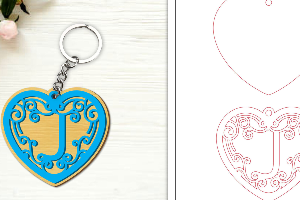 Σετ των 3 Intra απο ξύλο plywood 3mm-4mm πάχος Alphabet Keychain  Letter J Δίασταση 6x6 cm INTRAFABR-99755299