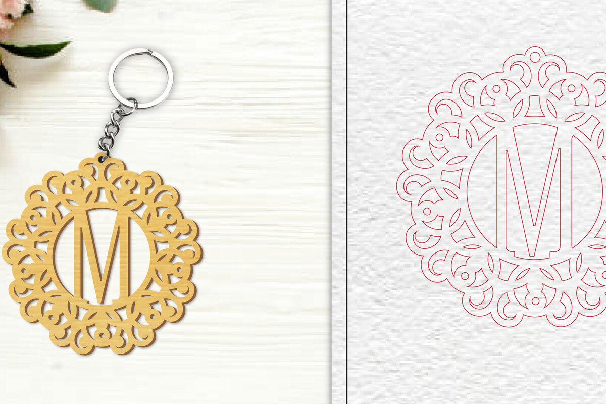 Σετ των 3 Intra απο ξύλο plywood 3mm-4mm πάχος Alphabet Keychain  Letter M Δίασταση 6x6 cm INTRAFABR-100382025