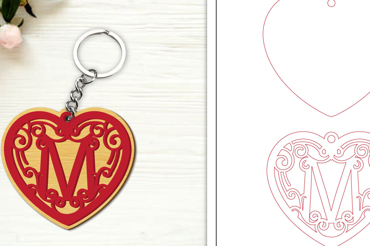 Σετ των 3 Intra απο ξύλο plywood 3mm-4mm πάχος Alphabet Keychain  Letter M Δίασταση 6x6 cm INTRAFABR-99755363