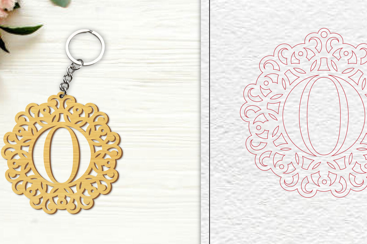 Σετ των 3 Intra απο ξύλο plywood 3mm-4mm πάχος Alphabet Keychain  Letter O Δίασταση 6x6 cm INTRAFABR-100382172