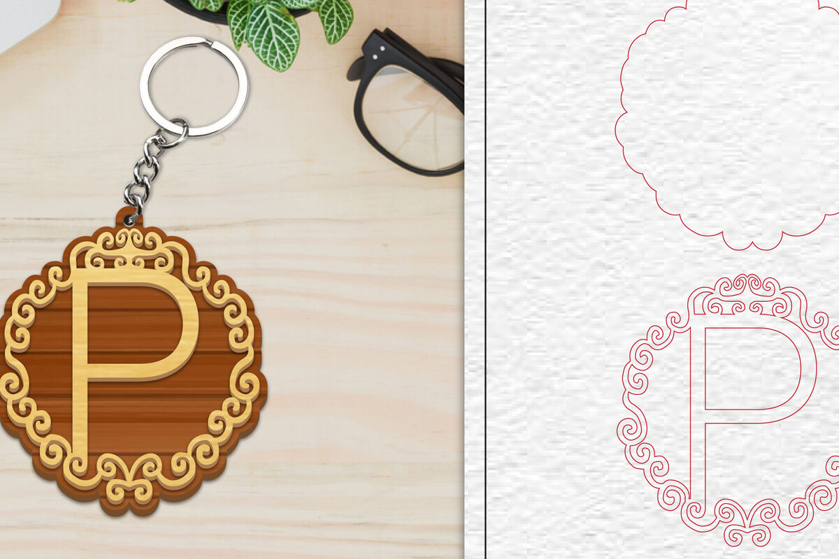 Σετ των 3 Intra απο ξύλο plywood 3mm-4mm πάχος Αλφάβητο Μπρελόκ με λέιζερ γράμμα P Δίασταση 6x6 cm INTRAFABR-101080411