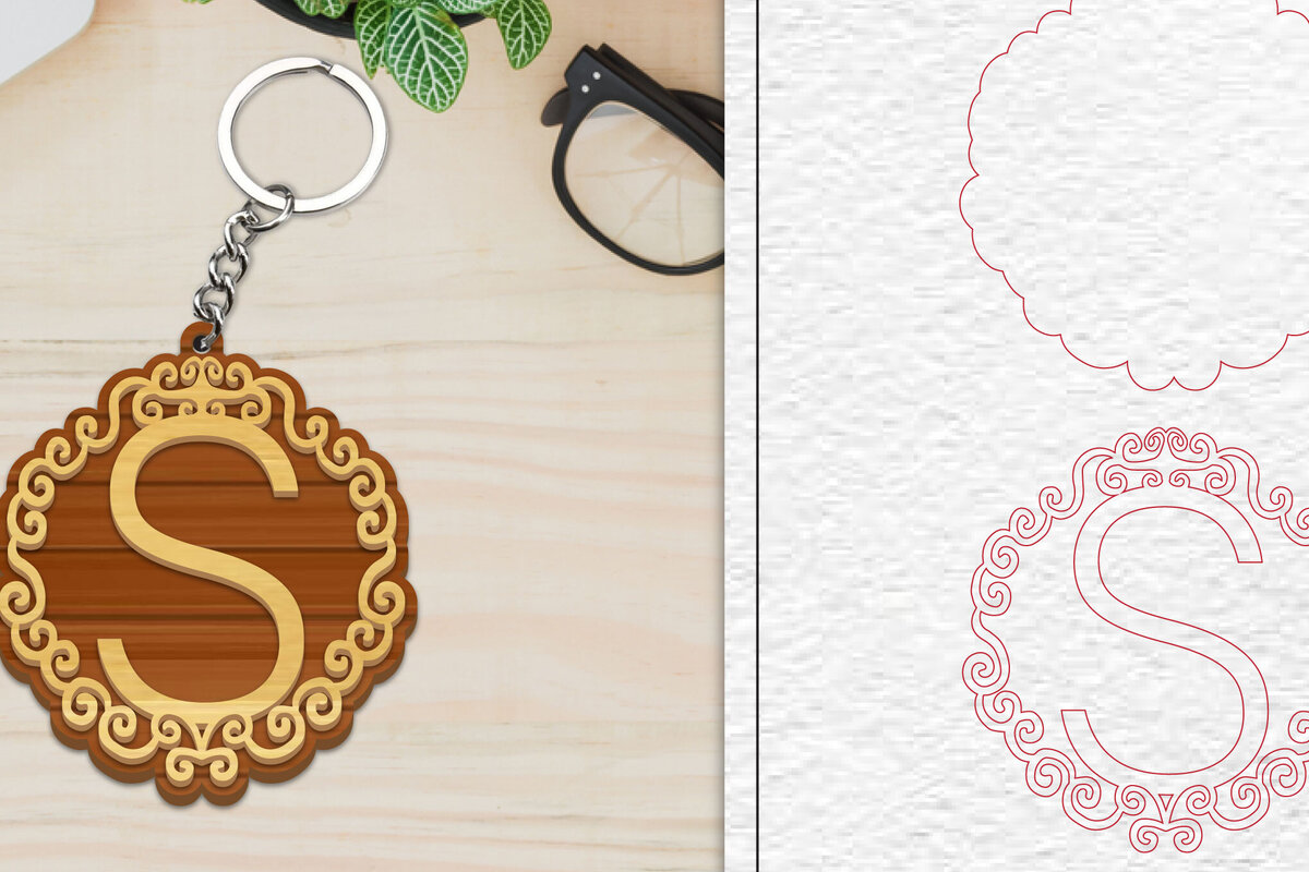 Σετ των 3 Intra απο ξύλο plywood 3mm-4mm πάχος Alphabet Keychain  Letter S Δίασταση 6x6 cm INTRAFABR-101080522