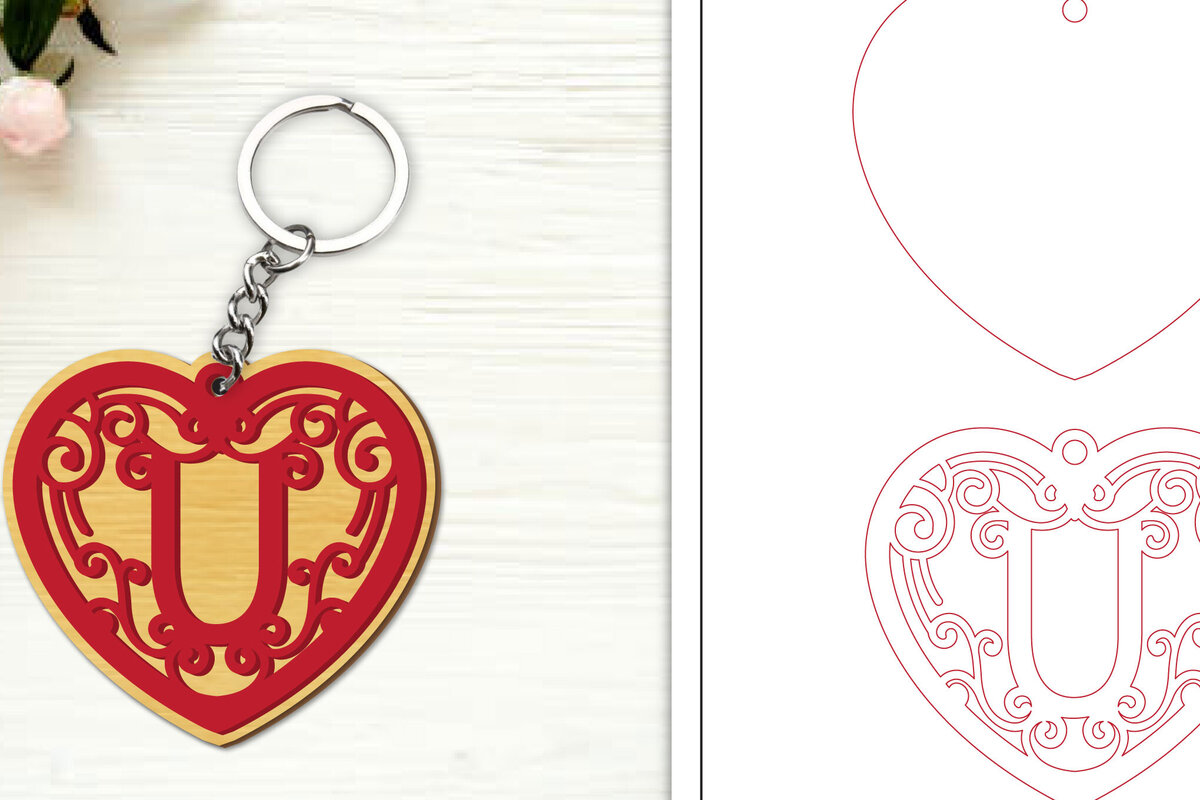 Σετ των 3 Intra απο ξύλο plywood 3mm-4mm πάχος Alphabet Keychain  Letter U Δίασταση 6x6 cm INTRAFABR-99755518