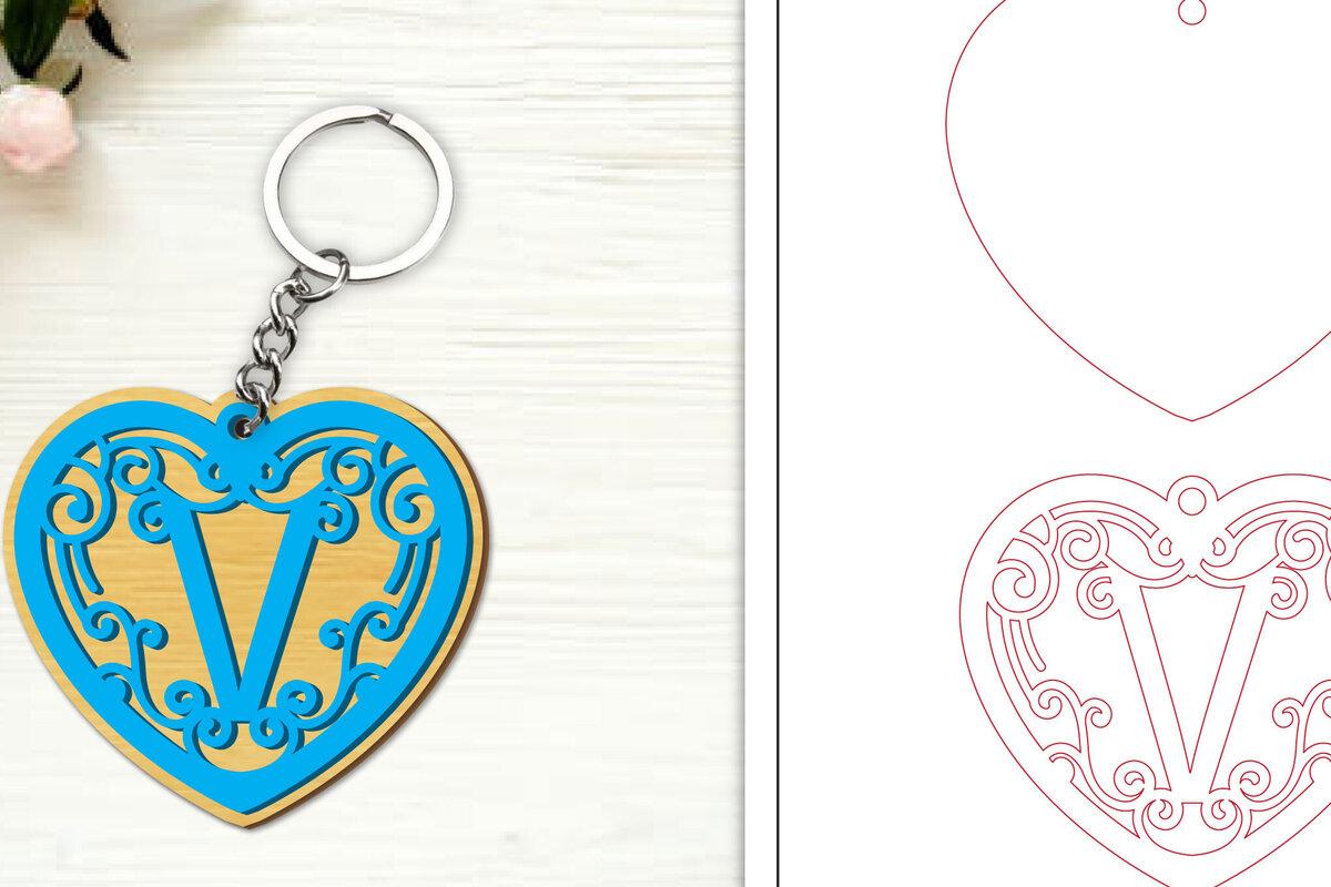 Σετ των 3 Intra απο ξύλο plywood 3mm-4mm πάχος Alphabet Keychain  Letter V Δίασταση 6x6 cm INTRAFABR-99755542