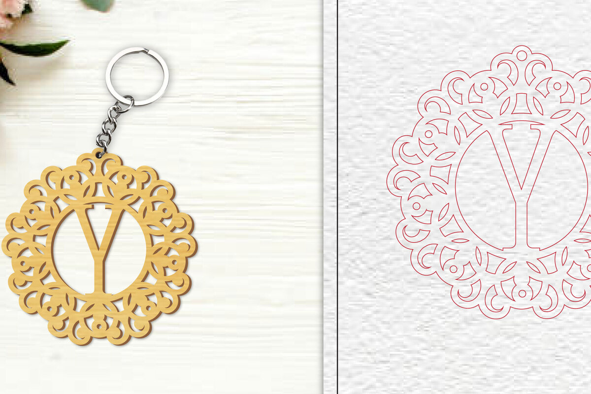 Σετ των 3 Intra απο ξύλο plywood 3mm-4mm πάχος Alphabet Keychain  Letter Y Δίασταση 6x6 cm INTRAFABR-100382727