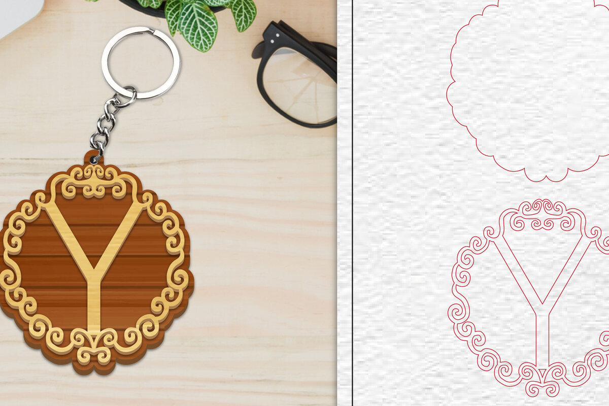 Σετ των 3 Intra απο ξύλο plywood 3mm-4mm πάχος Alphabet Keychain  Letter Y Δίασταση 6x6 cm INTRAFABR-101080790