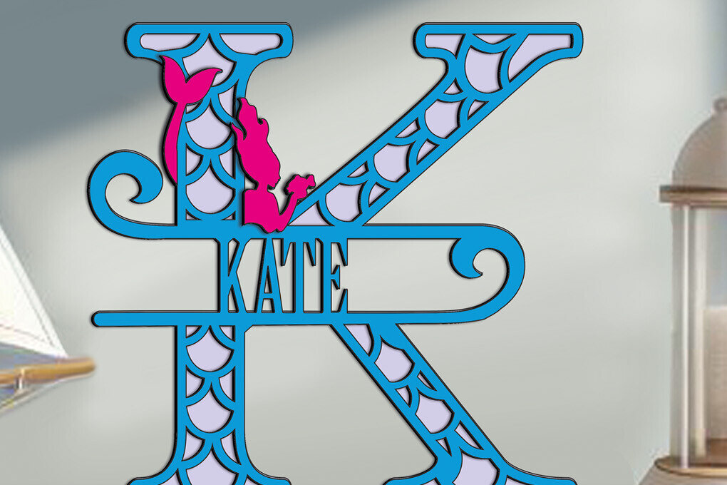 Intra απο ξύλο plywood 3mm-4mm πάχος Alphabet  Letter K Δώρο Γοργόνας Δίασταση 20x30 cm INTRAFABR-122554272