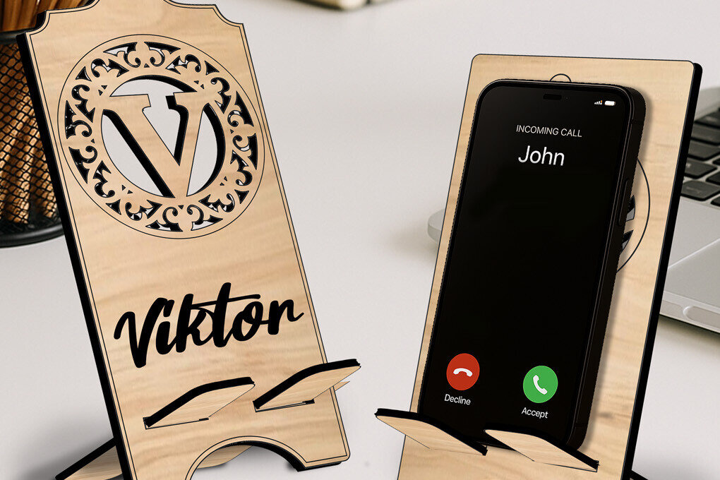 Σετ των 2 Intra απο ξύλο plywood 3mm-4mm πάχος Δώρο θήκης τηλεφώνου Alphabet Letter V Δίασταση 15x15 cm INTRAFABR-123041163