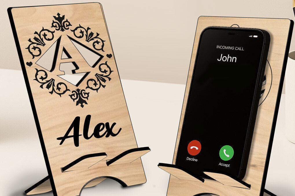 Σετ των 2 Intra απο ξύλο plywood 3mm-4mm πάχος Γράμμα αλφαβήτου μονογράμματος μια θήκη τηλεφώνου Δίασταση 15x15 cm INTRAFABR-122808464