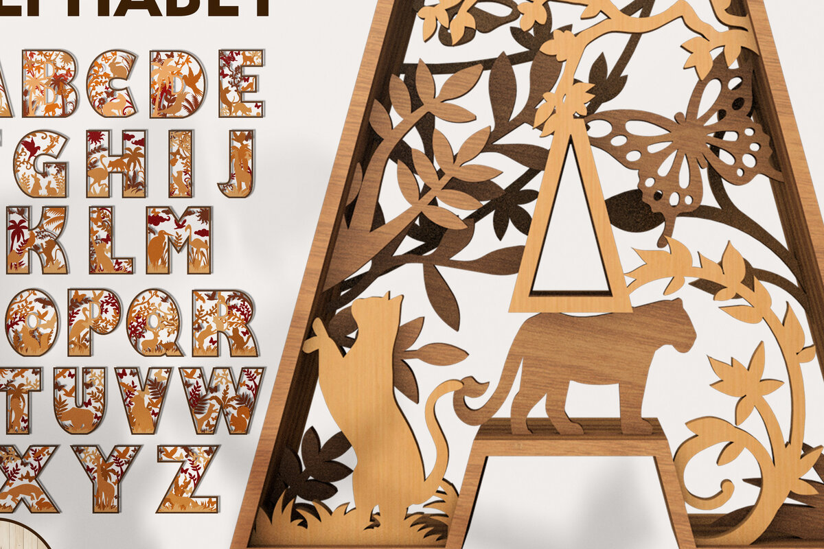 Σετ των 2 Intra απο ξύλο plywood 3mm-4mm πάχος πολλαπλών επιπέδων αλφάβητου Δίασταση 15x15 cm INTRAFABR-22143462