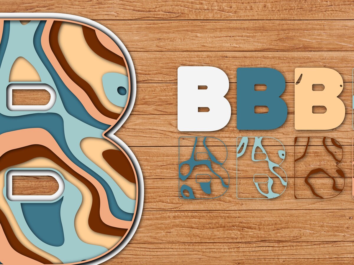 Σετ των 2 Intra απο ξύλο plywood 3mm-4mm πάχος Alphabet Paper Cut 3D Δίασταση 15x15 cm INTRAFABR-40990223