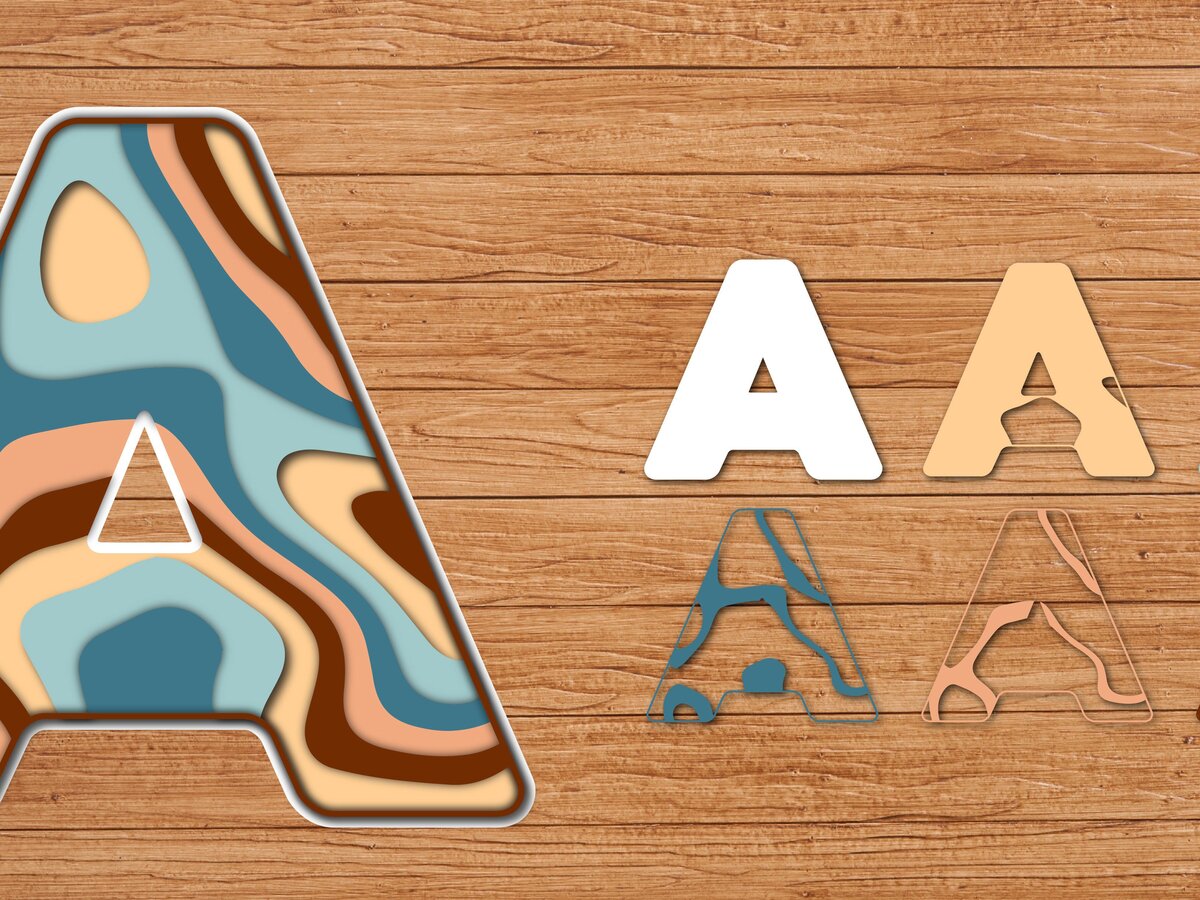 Σετ των 2 Intra απο ξύλο plywood 3mm-4mm πάχος Alphabet Paper Cut 3D Δίασταση 15x15 cm INTRAFABR-40990047