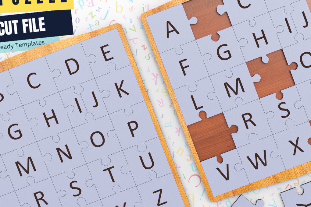 Σετ των 2 Intra απο ξύλο plywood 3mm-4mm πάχος Alphabet Puzzle, Alphabet, Δίασταση 20x20 cm INTRAFABR-94037093