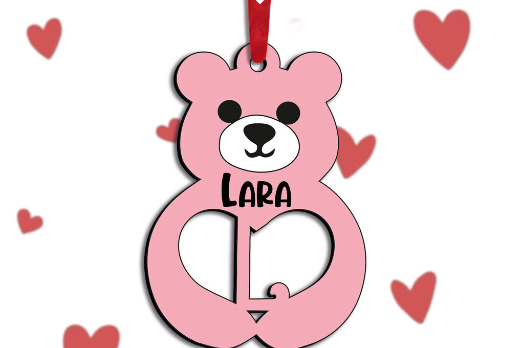 Σετ των 2 Intra απο ξύλο plywood 3mm-4mm πάχος Alphabet Bear Day Valentine Love L Δίασταση 15x15 cm INTRAFABR-115304022