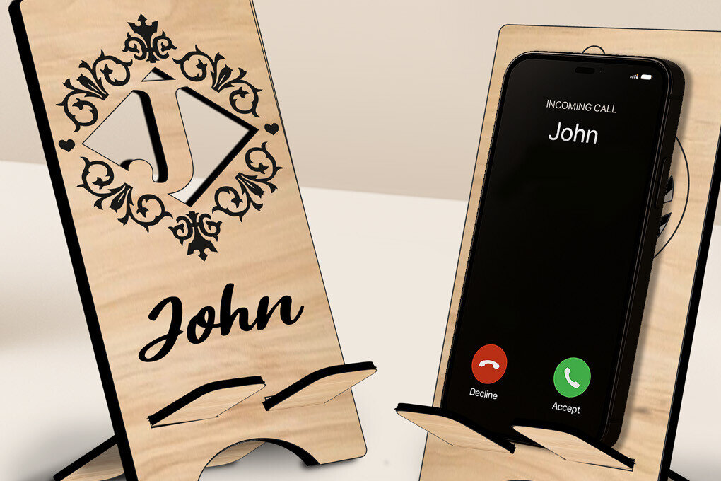 Σετ των 2 Intra απο ξύλο plywood 3mm-4mm πάχος Alphabet Γράμμα J Μονόγραμμα Τηλέφωνο Δίασταση 15x15 cm INTRAFABR-122834164