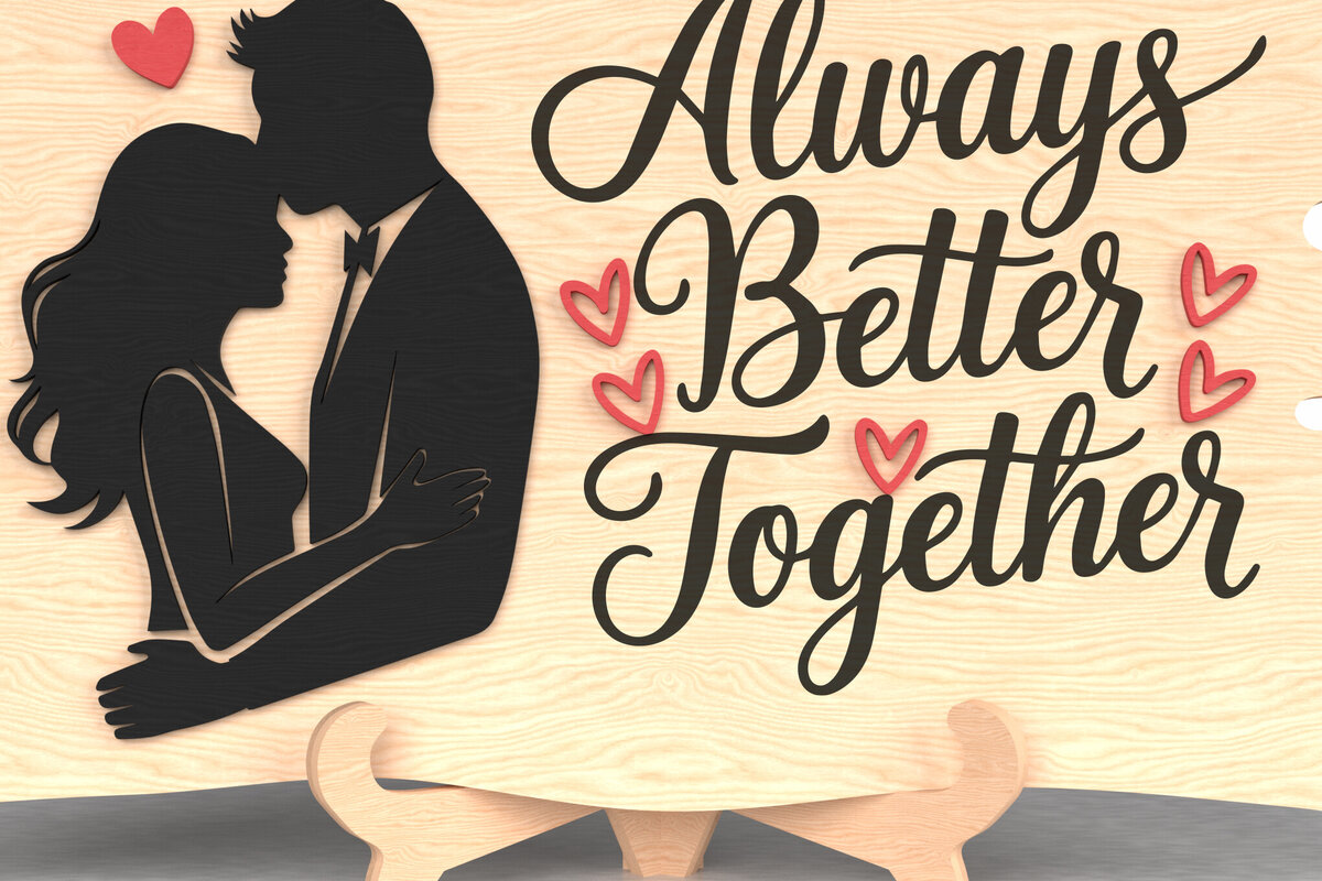 Σετ των 3 Intra απο ξύλο plywood 3mm-4mm πάχος Always Better Together Plaque Δίασταση 8x8 cm INTRAFABR-110819696