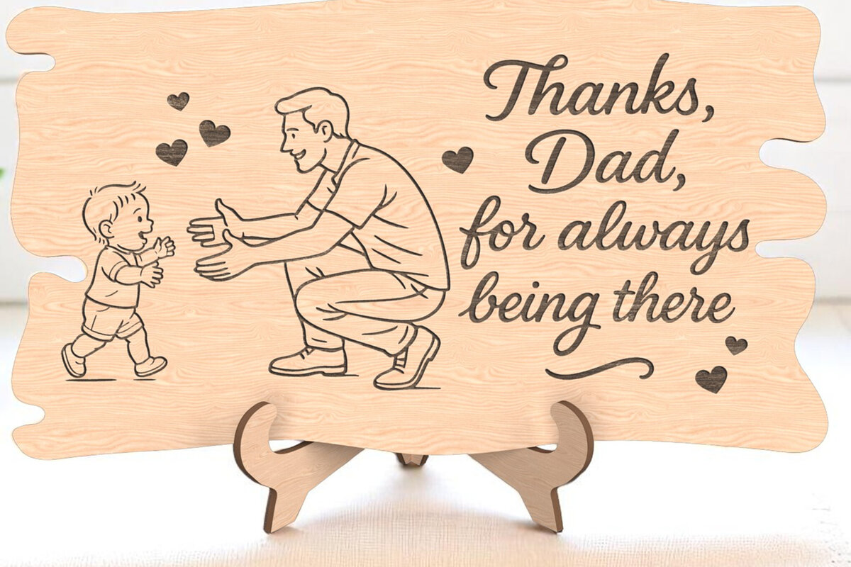 Σετ των 3 Intra απο ξύλο plywood 3mm-4mm πάχος Πάντα εκεί Ο μπαμπάς παραθέτει πλακέτα Δίασταση 8x8 cm INTRAFABR-121486679