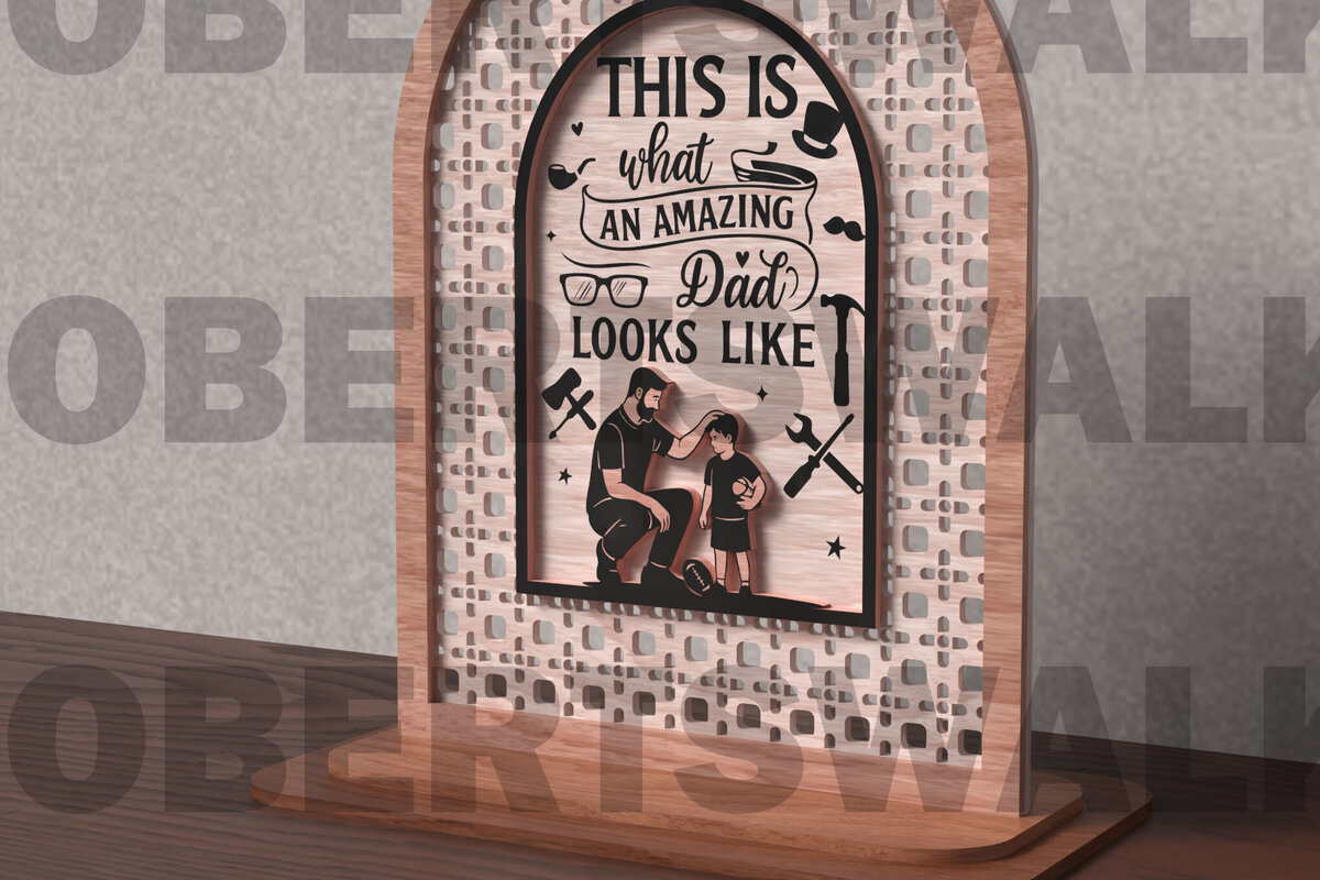 Σετ των 2 Intra απο ξύλο plywood 3mm-4mm πάχος Ο καταπληκτικός μπαμπάς μοιάζει με το σήμα Δίασταση 15x15 cm INTRAFABR-121720859