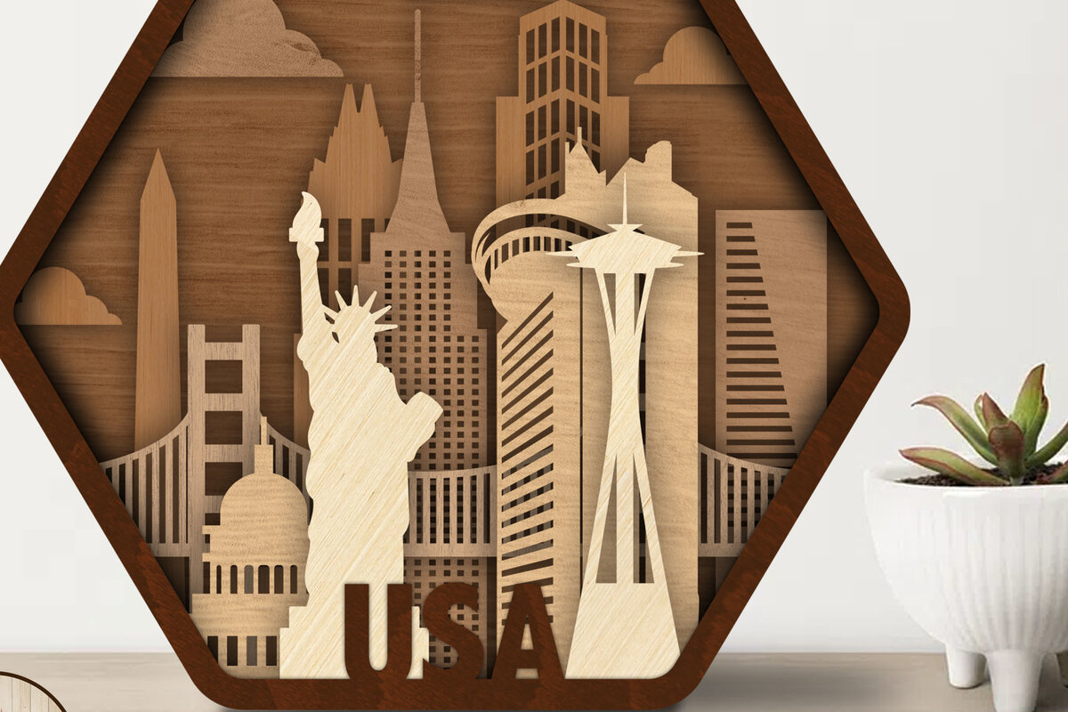 Σετ των 2 Intra απο ξύλο plywood 3mm-4mm πάχος Αμερική, Ημέρα Ανεξαρτησίας, 4 Ιουλίου Δίασταση 15x15 cm INTRAFABR-73221639