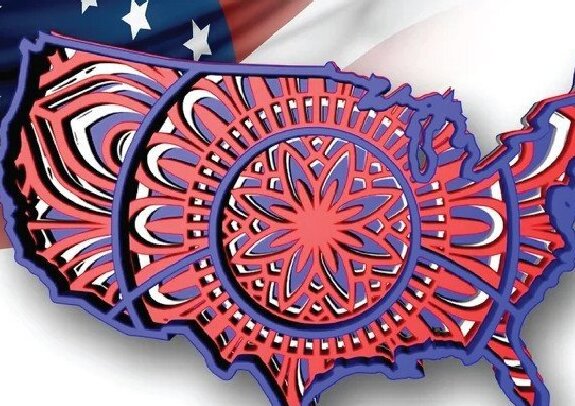 Intra απο ξύλο plywood 3mm-4mm πάχος Χάρτης Αμερικής, μάνταλα, 4 στρώσεις Δίασταση 30x20 cm INTRAFABR-31279436