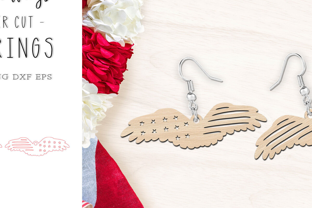 Σετ των 3 Intra απο ξύλο plywood 3mm-4mm πάχος Σκουλαρίκια λέιζερ American Eagle Patriotic Δίασταση 1x2 cm INTRAFABR-121423436