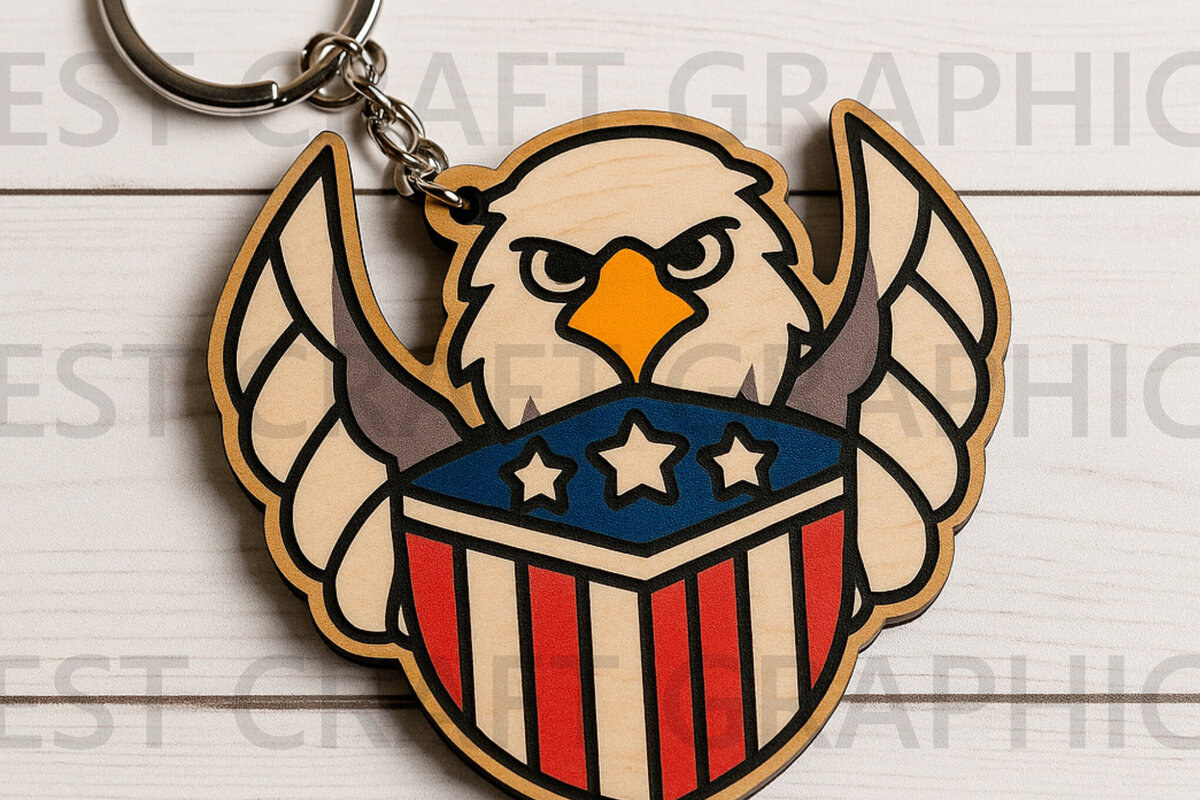 Σετ των 3 Intra απο ξύλο plywood 3mm-4mm πάχος American Eagle Shield Δίασταση 6x6 cm INTRAFABR-122654394