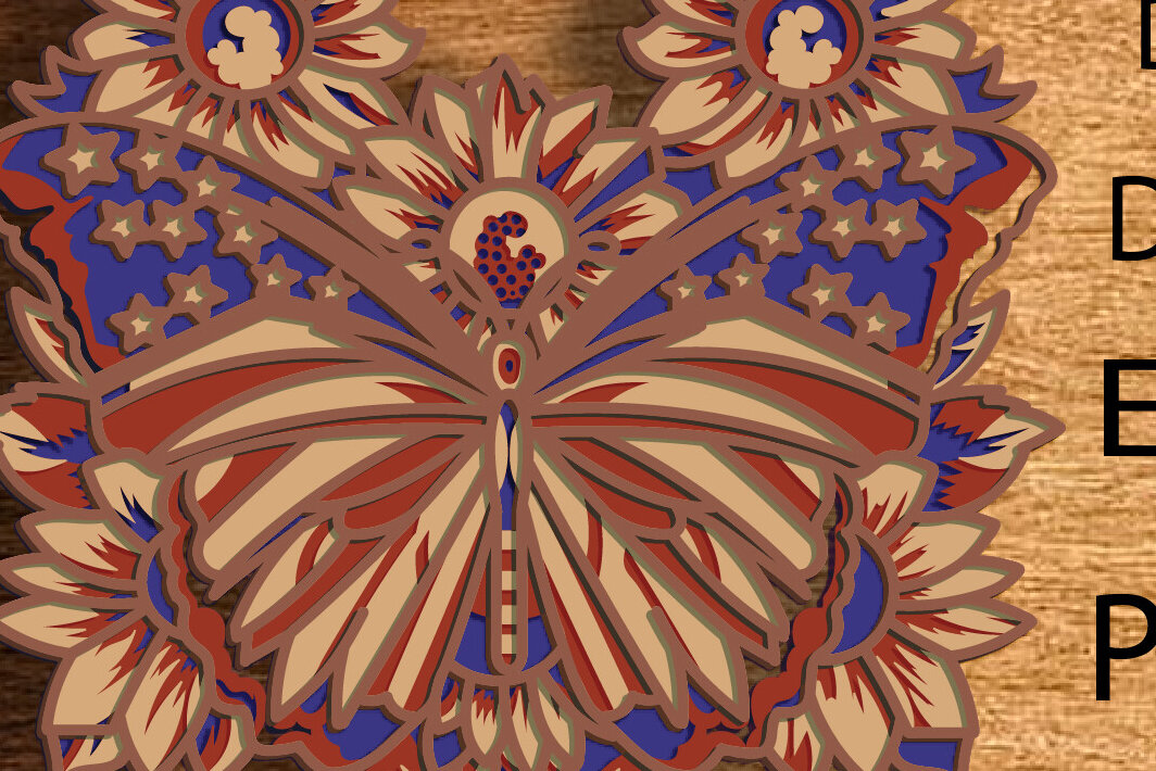 Intra απο ξύλο plywood 3mm-4mm πάχος American Flag Butterfly Multilayer Δίασταση 30x20 cm INTRAFABR-80682445